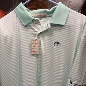 Peach State Pride NWT Mint Green Striped Men's Polo Shirt (Younglife logo)